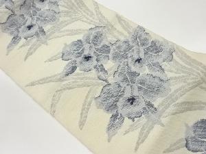 手織り真綿紬花模様織出し名古屋帯